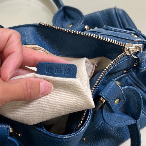 CHLOE BLUE LEATHER SATCHEL TOTE BAG - Picture 17 of 17